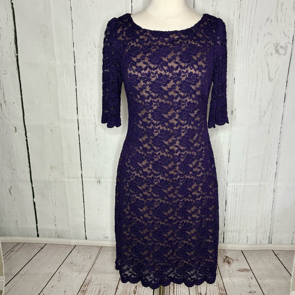 Elegant Purple Lace Dress